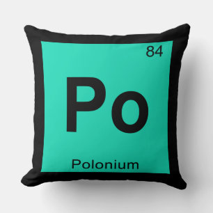 Coussin Po - Symbole de tableau périodique de la chimie du