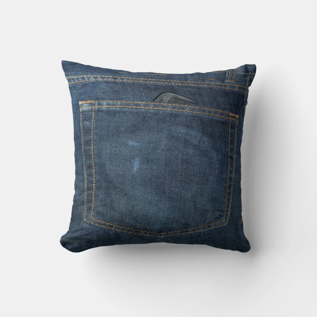 Coussin Poche de denim de blues-jean (Recto)