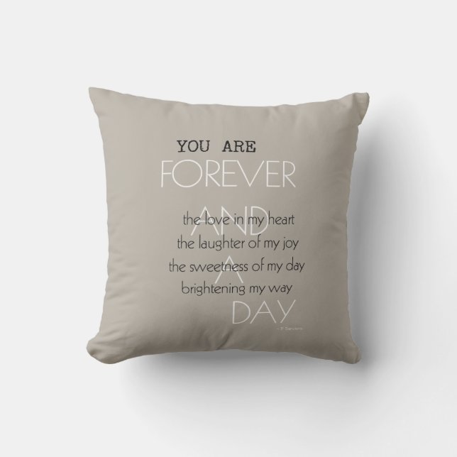 Coussin Poème de la journée pour toujours (Recto)