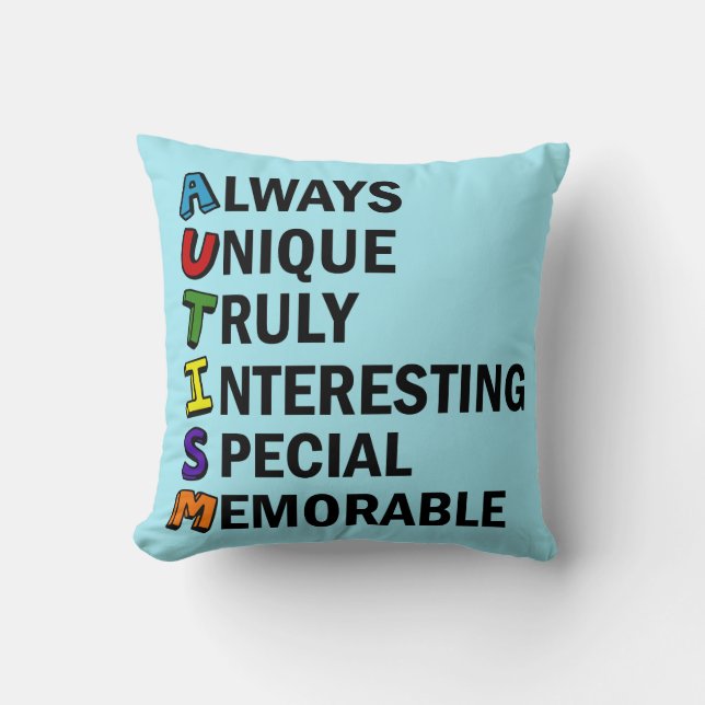 Coussin Poème de mot d'autisme (Recto)