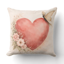 Poetic Butterfly Form - Heart Square Cushion