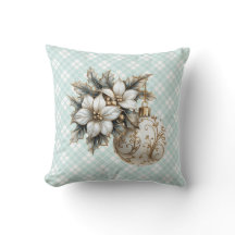 Poinsettia blanche et ornement or