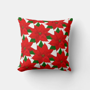 Coussin Poinsettia Flowers sur blanc