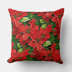 Coussin Poinsettias et Holly Feuilles
