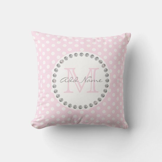 Coussin Point de polka personnalisé unique de roses pâles (Recto)