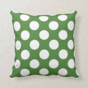 Coussin Point vert et blanc pois