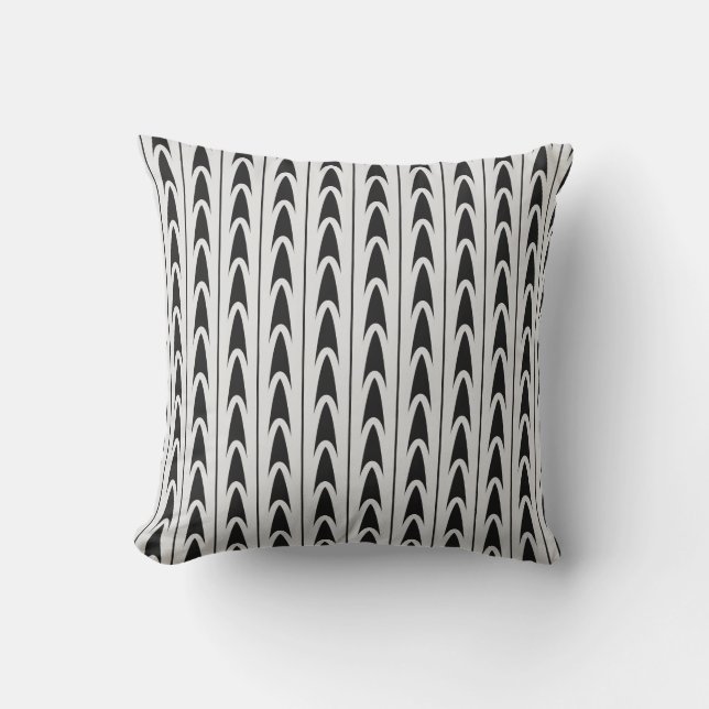 Coussin Pointe de flèche noire moderne avec argent (Recto)