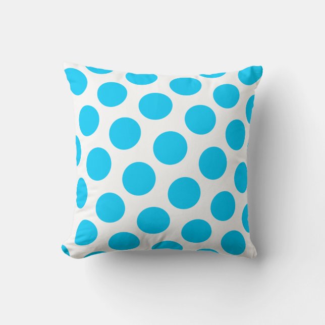 Coussin Pointe Polka bleu blanc et grand Aqua (Recto)
