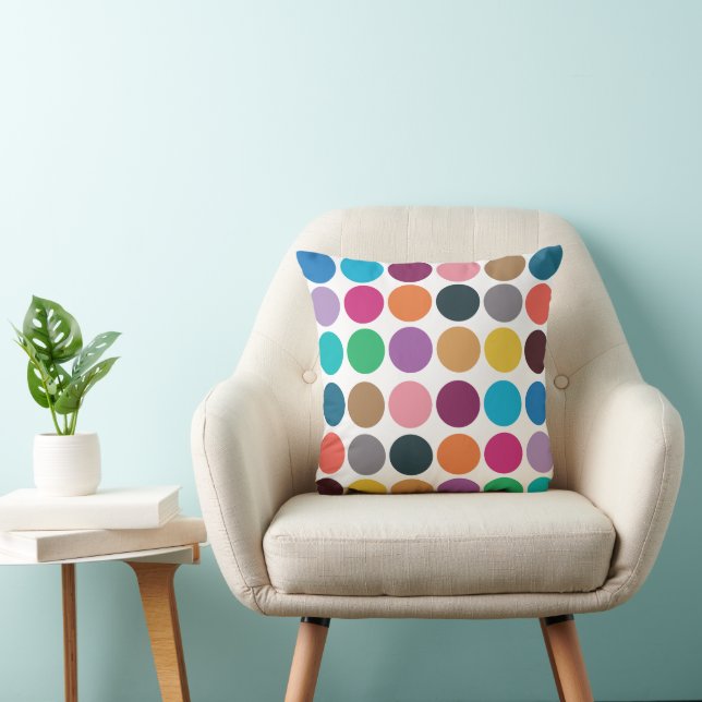 Coussin Pointe Polka colorée moderne (Chaise)