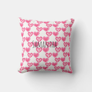 Coussin Pointe Polka Et Coeurs De Tirage