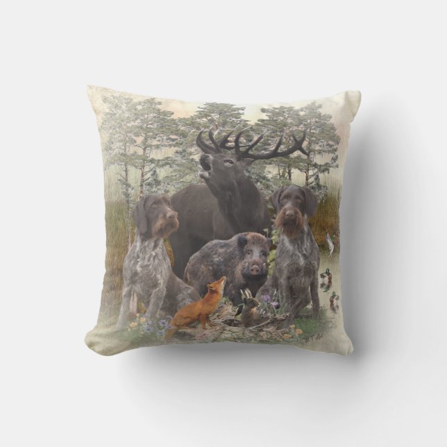 Coussin Pointeur À poils durs allemand (Recto)