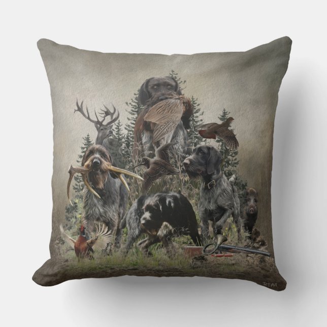 Coussin Pointeur À poils durs allemand (Recto)