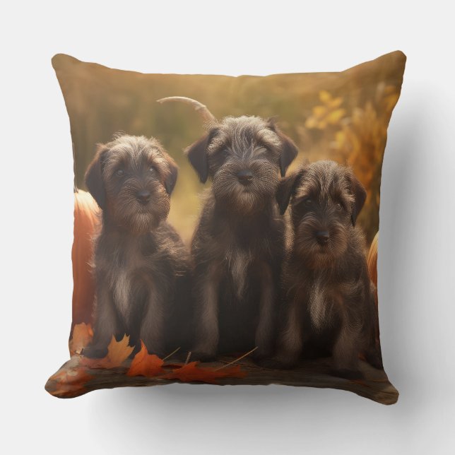 Coussin Pointeur à poils durs Griffon Puppy Automne (Recto)