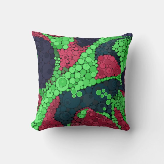 Coussin pointillisme sans couture cercles peints à la main (Recto)
