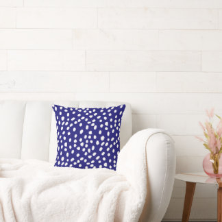 Coussin Points blancs bleu foncé