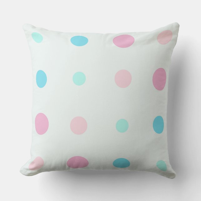Coussin Points Bleus et Pêche (Recto)