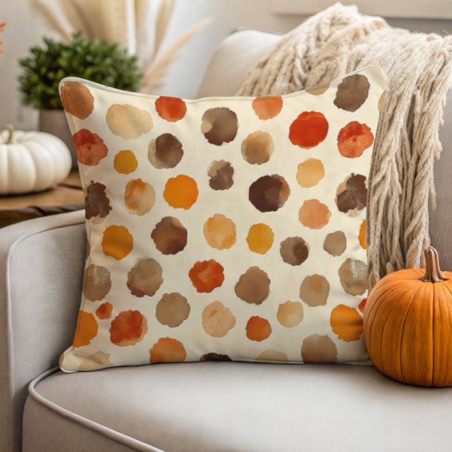 Coussin Points d'aquarelle d'automne sur crème (Créateur téléchargé)