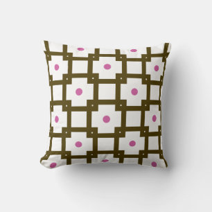 Coussin Points de contrôle Brown et roses