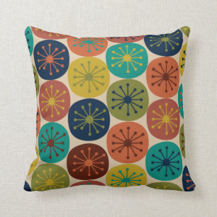 Coussin Points de l'ère atomique Motif rétro du milieu du
