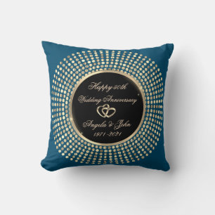 Coussin Points Dorés Élégants 50e Anniversaire de Mariage