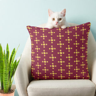 Coussin Points dorés élégants sur fond rouge bordeaux