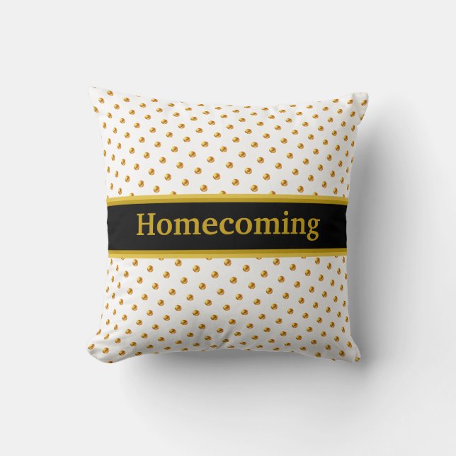 Coussin Points dorés sur fond noir et blanc (Recto)