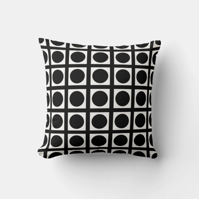 Coussin Points élégants noirs de grille (Recto)
