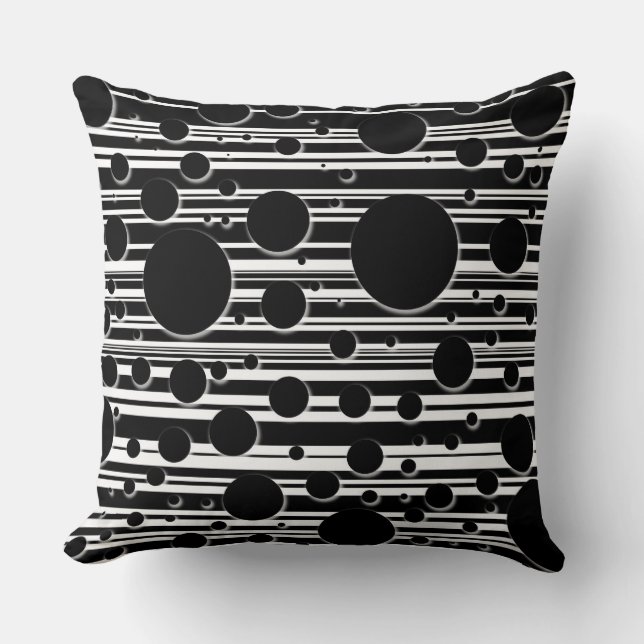Coussin Points et rayures noirs et blancs (Recto)