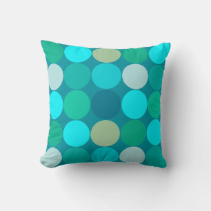 Coussin Points géants du milieu du siècle, Turquoise, Aqua