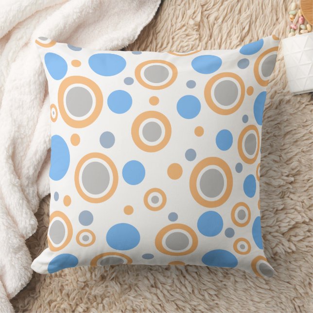 Coussin Points oranges bleus blancs argentés (Couverture)