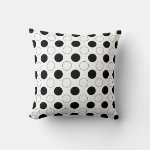 Coussin Points Polka Des balles à motif noir et blanc