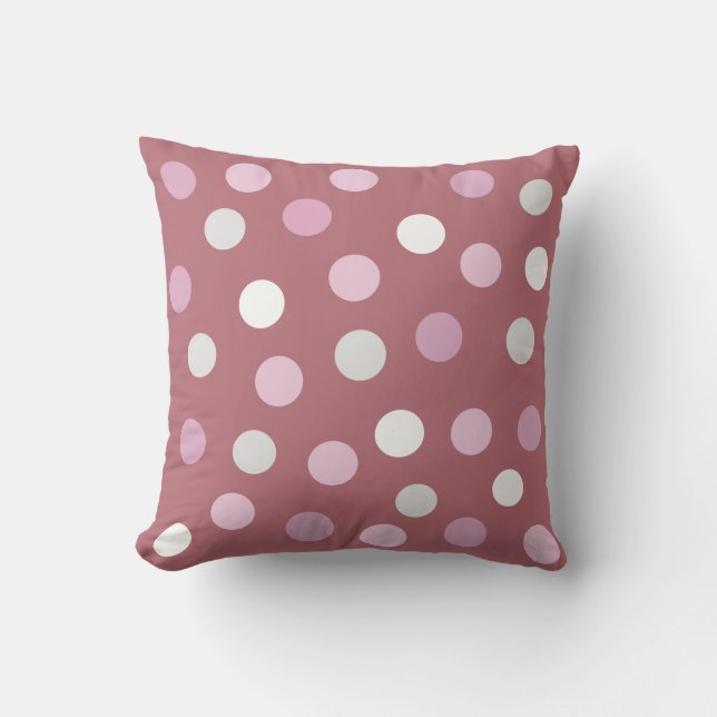Coussin Points polka sur fond or rose (Recto)