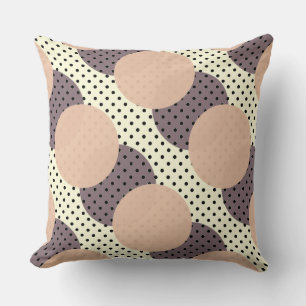 Coussin Points rose violet noir sur blanc cassé