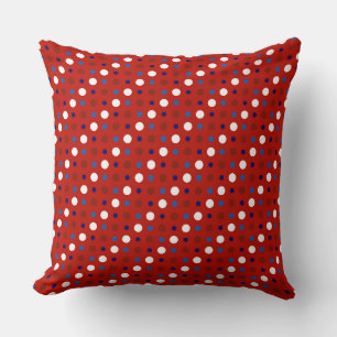 Coussin Points rouges blancs et bleus