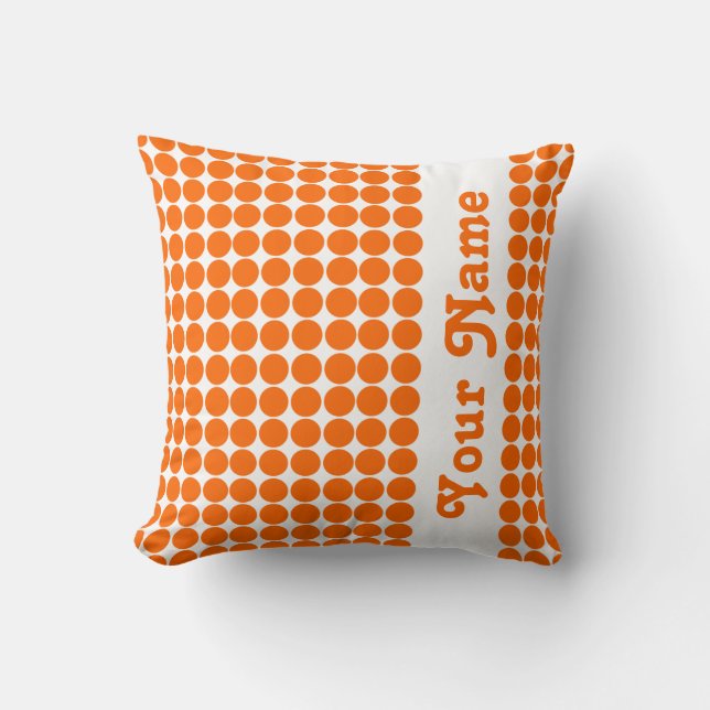 Coussin Points Safari Tangerine avec texte personnalisé (Recto)
