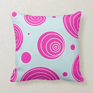Coussin Points tourbillonnants et rayures dans bleu-clair