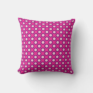 Coussin Points tournés rétro, magenta, rose et violet