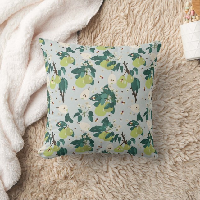 Coussin Poires et abeilles dans une cuisine de jardin bota (Couverture)