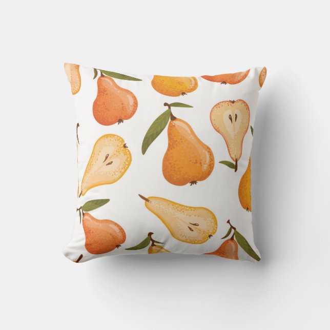 Coussin Poires jaunes : Arrière - plan blanc sans couture. (Recto)