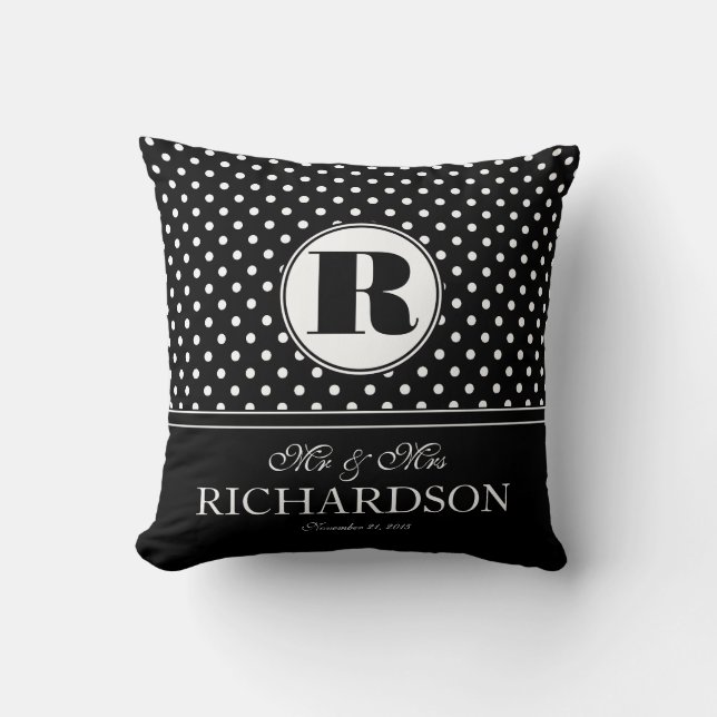 Coussin Pois audacieux M. et Mme Newlywed Monogram (Recto)
