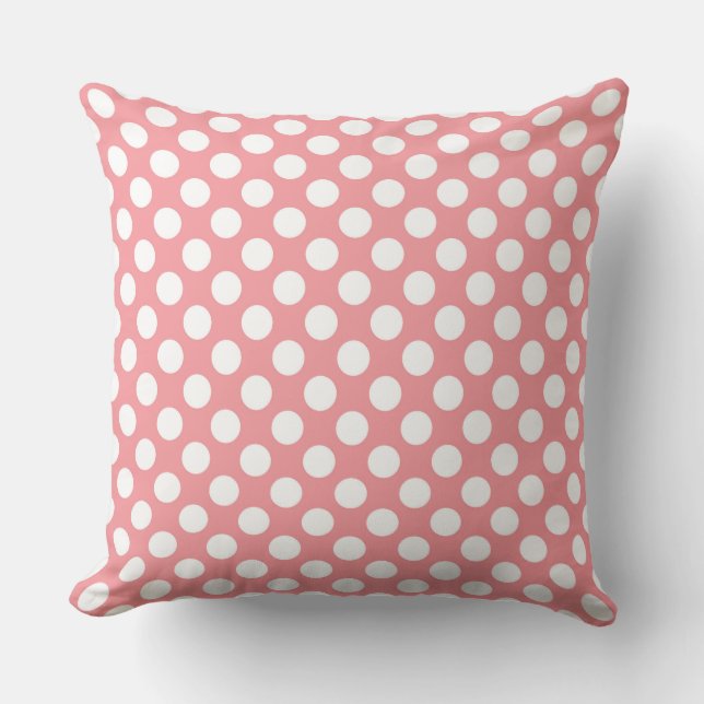 Coussin Pois blancs sur arrière - plan rose (Recto)