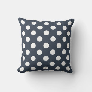 Coussin Pois blancs sur gris bleu