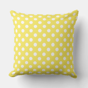 Coussin Pois blancs sur Maize Arrière - plan jaune