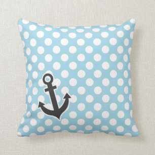 Coussin Pois bleu clair ; Ancre