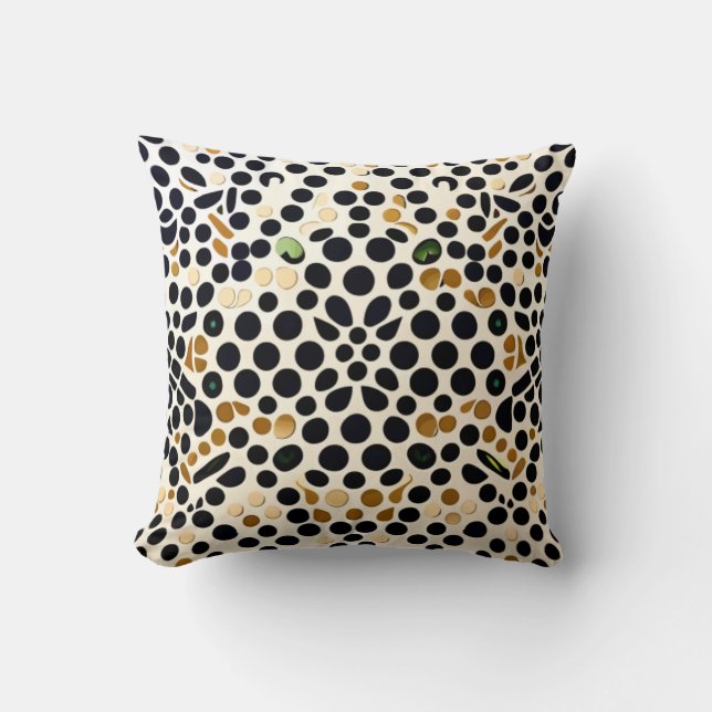 Coussin Pois bleus de la Marine : or et émeraude (Recto)