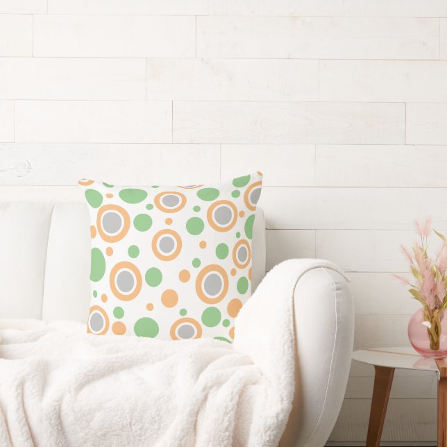 Coussin Pois d'argent vert orange (Canapé)