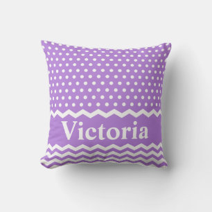 Coussin Pois de lavande et Chevrons
