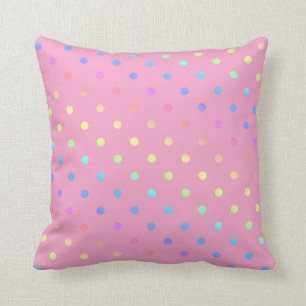 Coussin Pois dégradé arc-en-ciel en rose