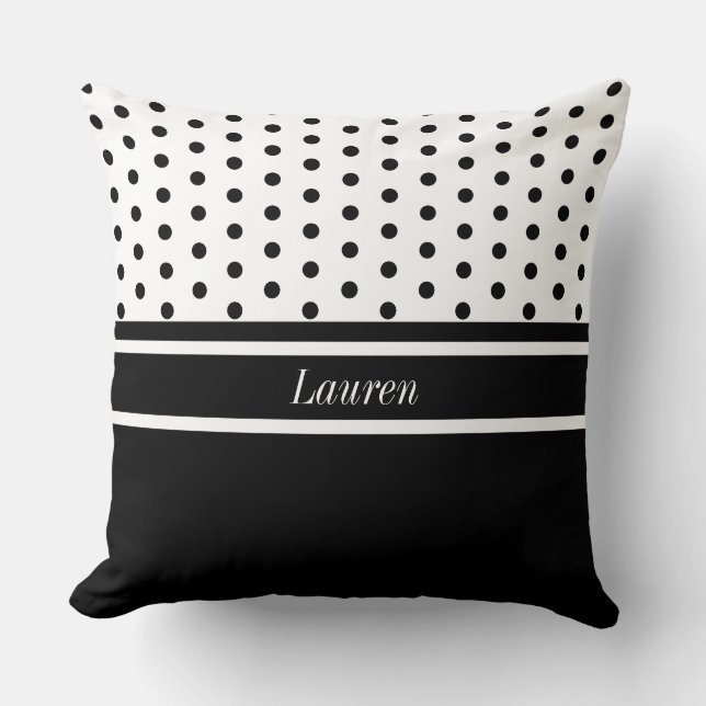 Coussin Pois élégants en noir et blanc (Recto)