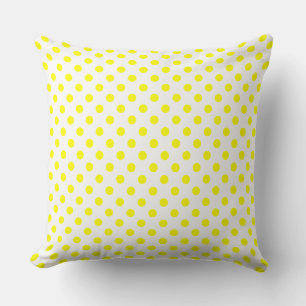 Coussin Pois en jaune sur blanc